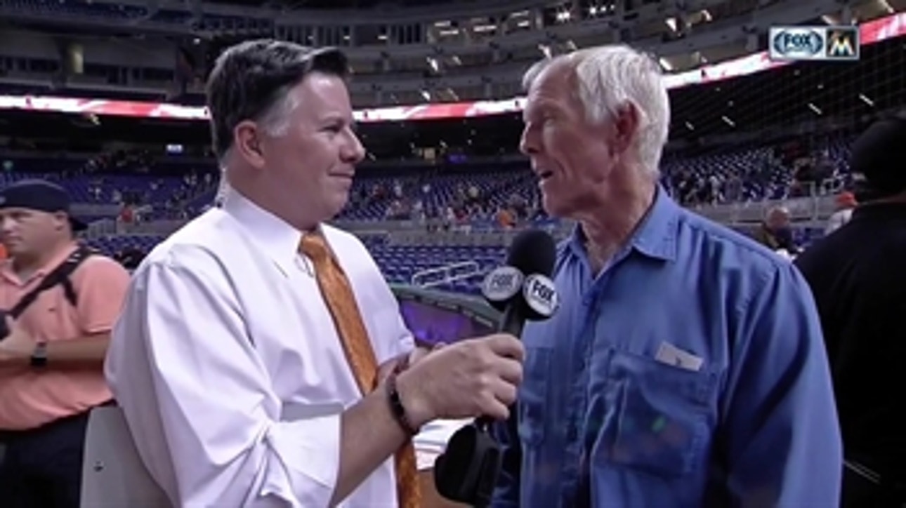 Giancarlo Stanton's dad got to the park just in time for the HR