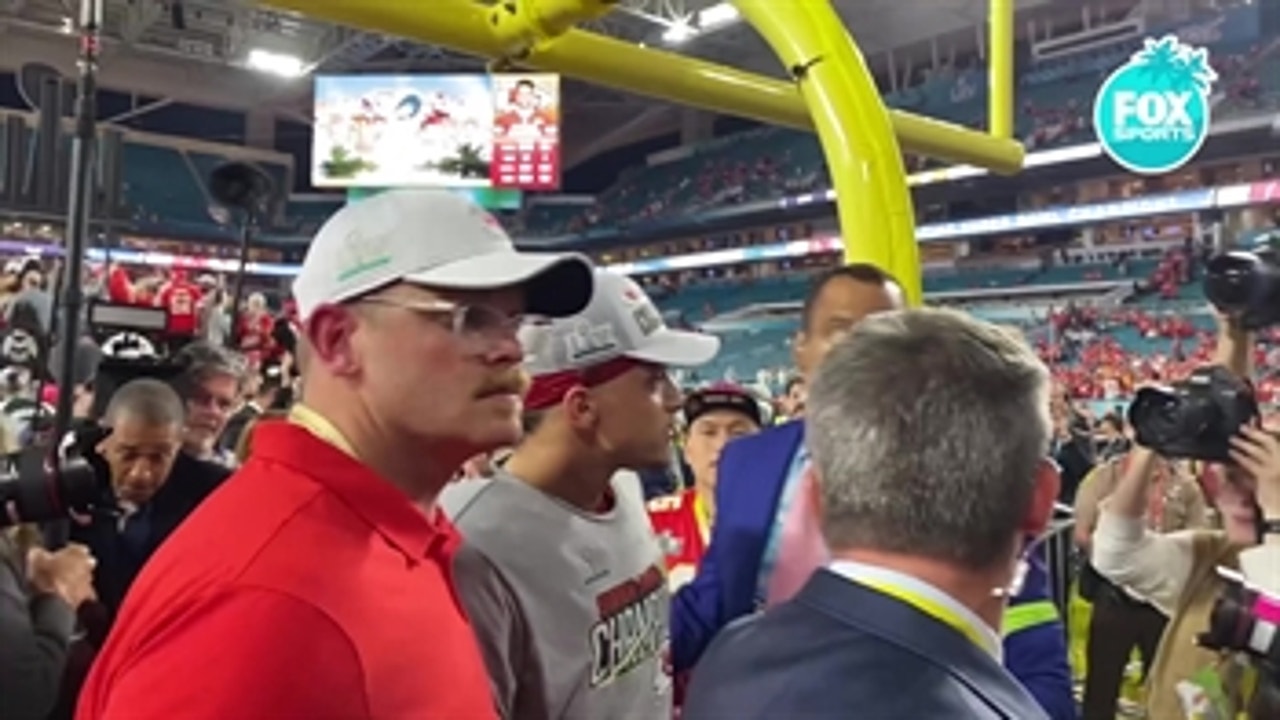 Chiefs quarterback Patrick Mahomes leaves the field after winning Super Bowl LIV