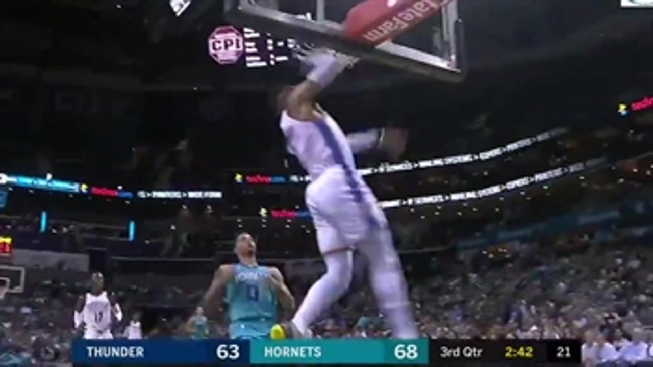 HIGHLIGHTS: Russell Westbrook throws down MONSTER jam vs. Hornets