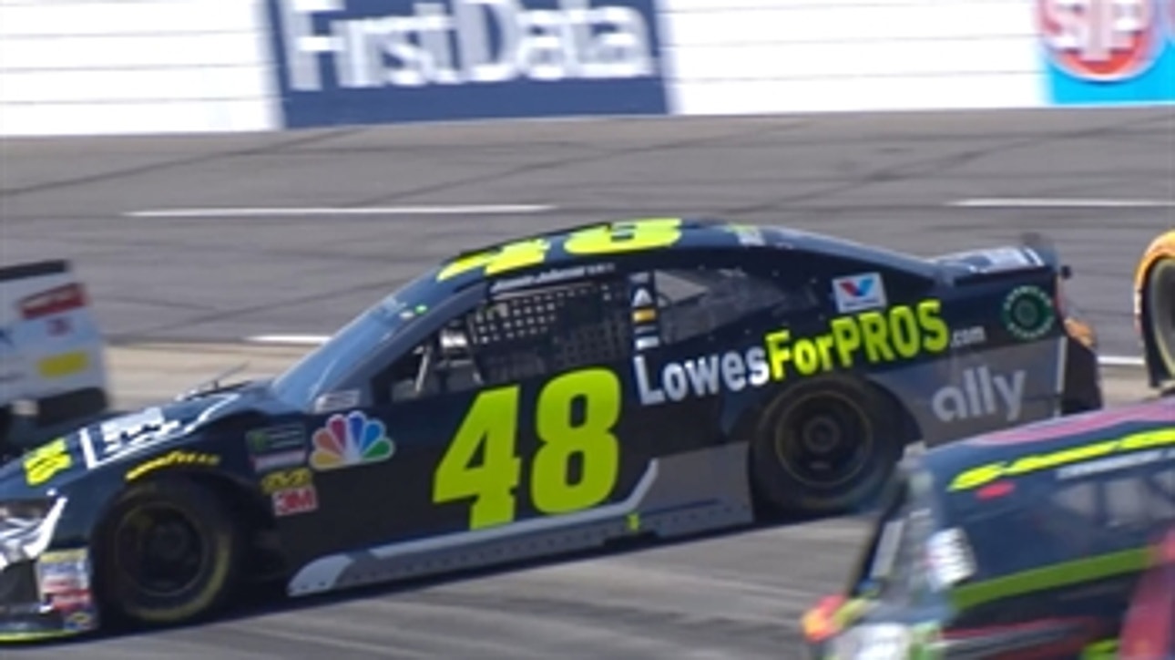Jimmie Johnson spins after contact with Erik Jones ' 2018 MARTINSVILLE