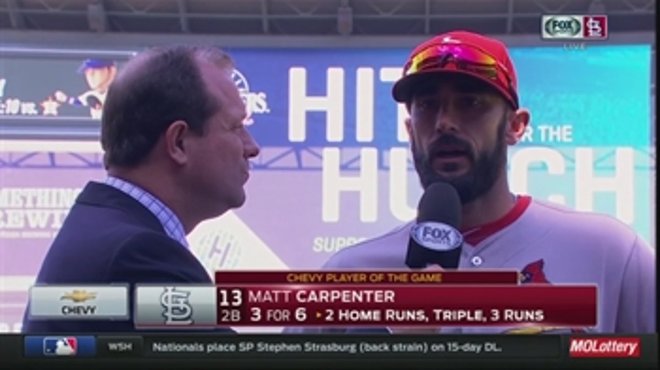Matt Carpenter talks about just missing a third homer on Sunday