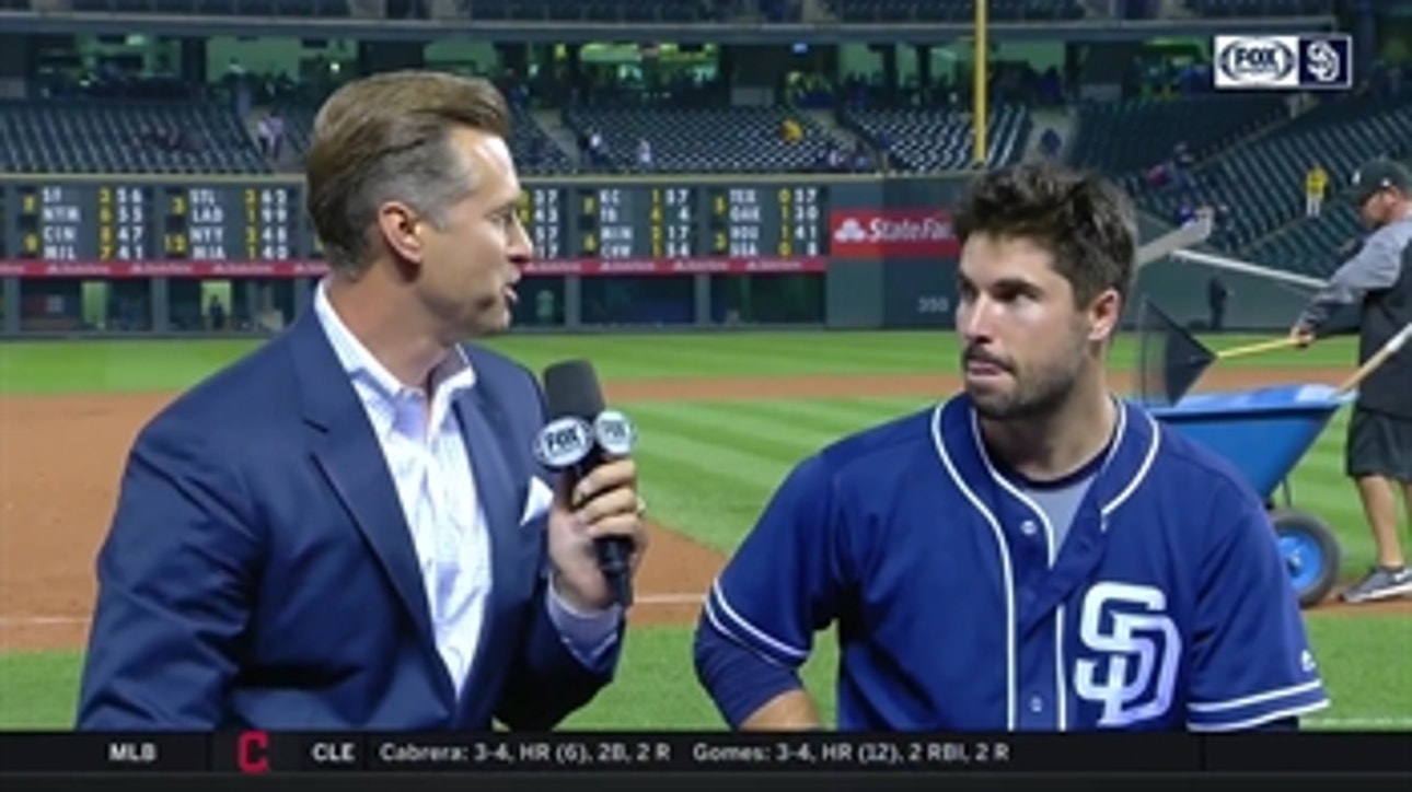 Austin Hedges talks about his big home run after the Padres win