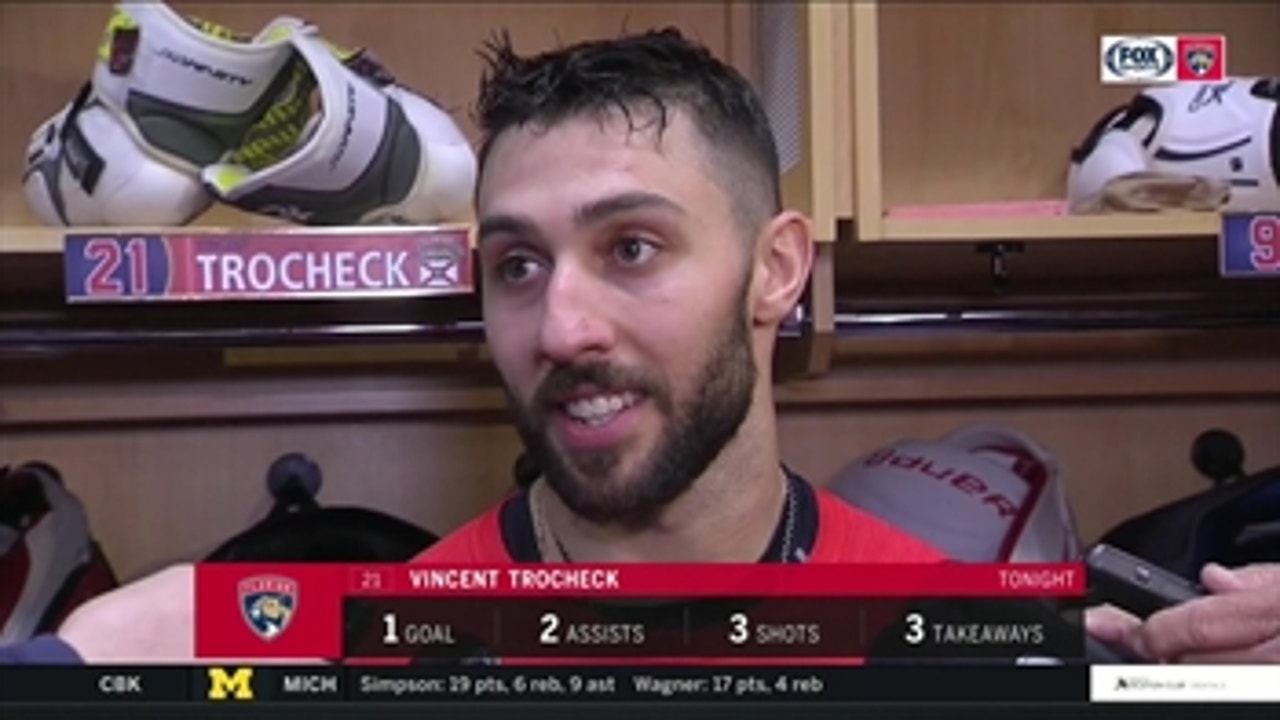 Vincent Trocheck discusses -- his friend and teammate -- Jonathan Huberdeau's special night