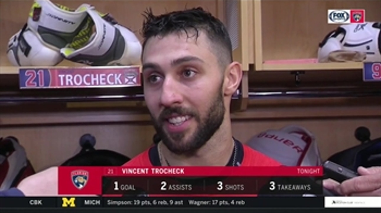 Vincent Trocheck discusses -- his friend and teammate -- Jonathan Huberdeau's special night
