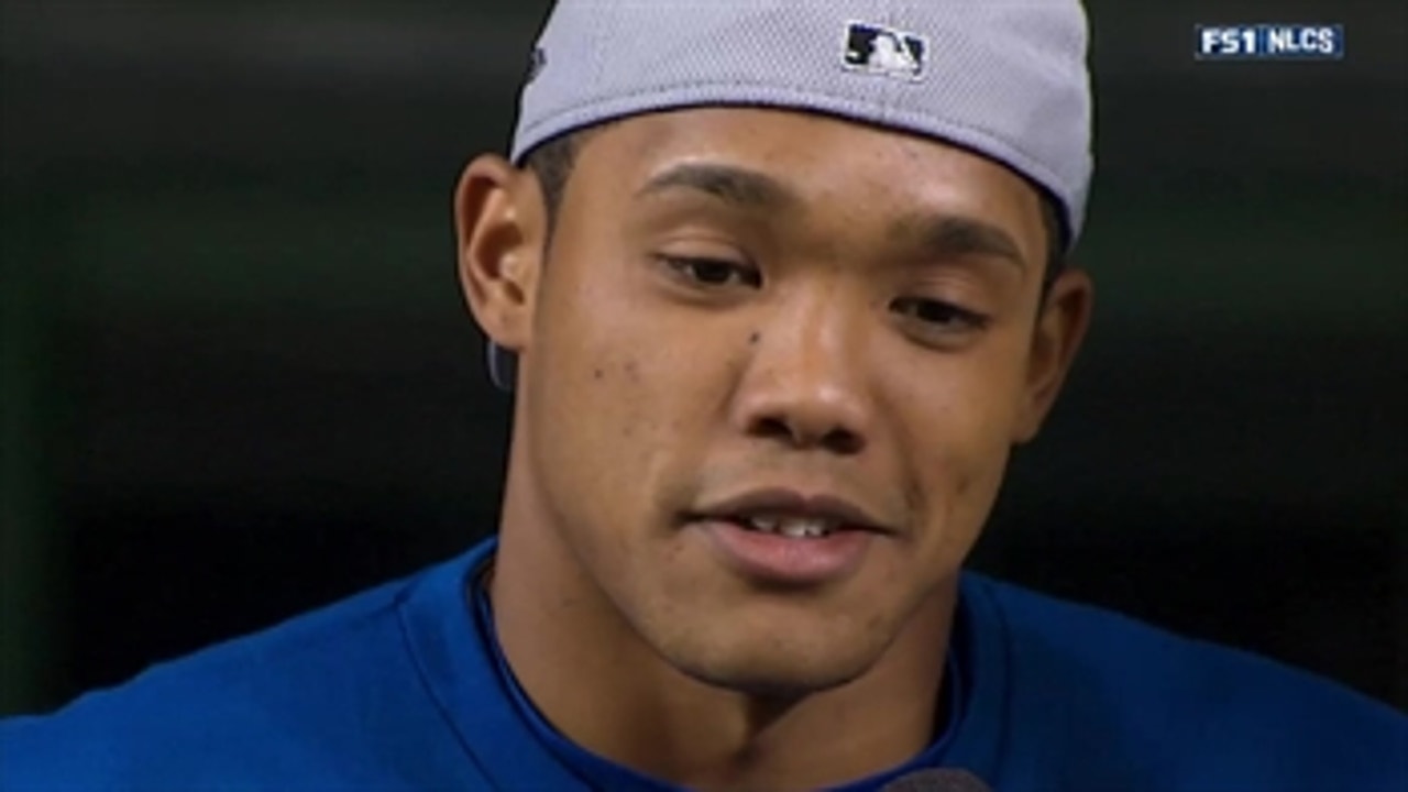 Addison Russell speaks after Cubs clinch World Series appearance