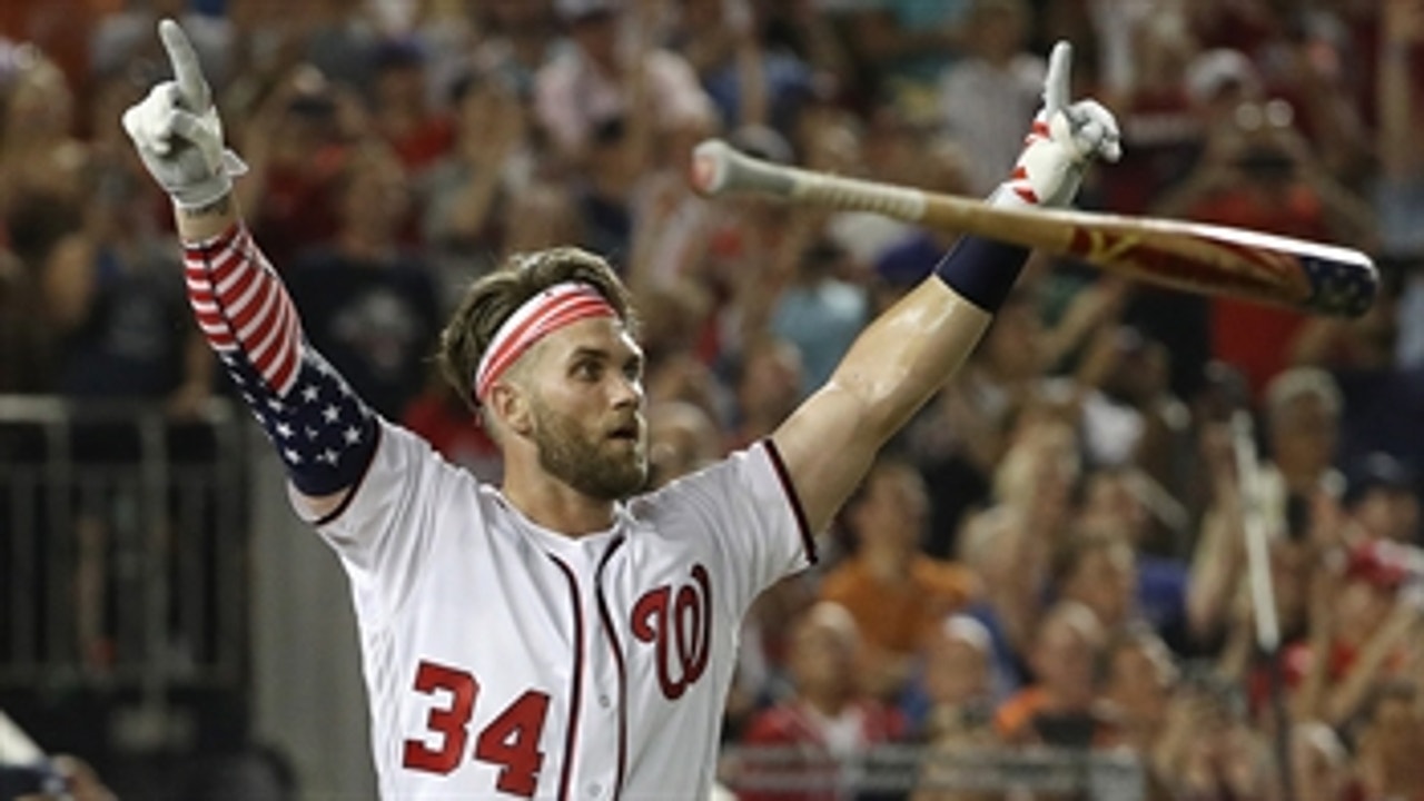Nick Wright reacts to Bryce Harper's HR derby win