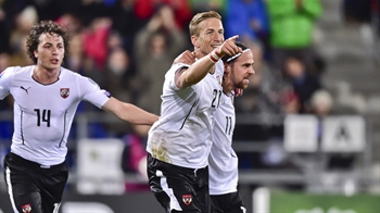 Janko slips in Austria's third goal against Sweden - Euro 2016 Qualifiers Highlights