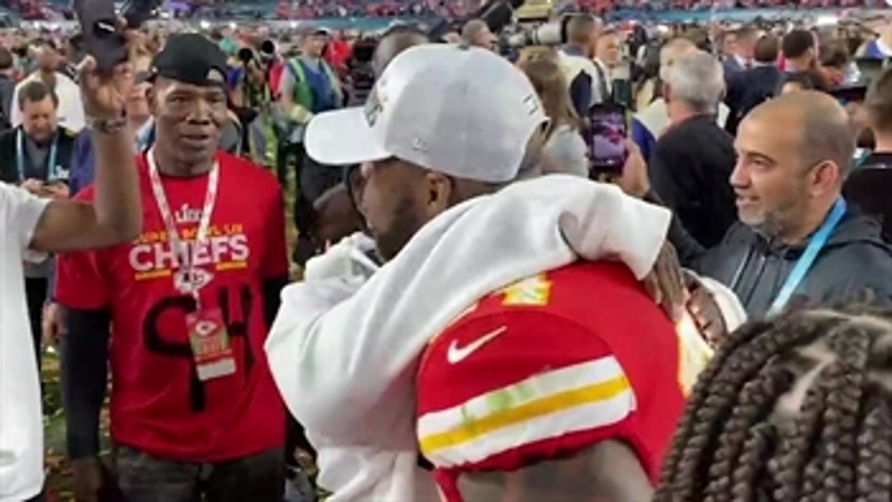 Terrell Suggs celebrates his 2nd championship with family on the field in MIami
