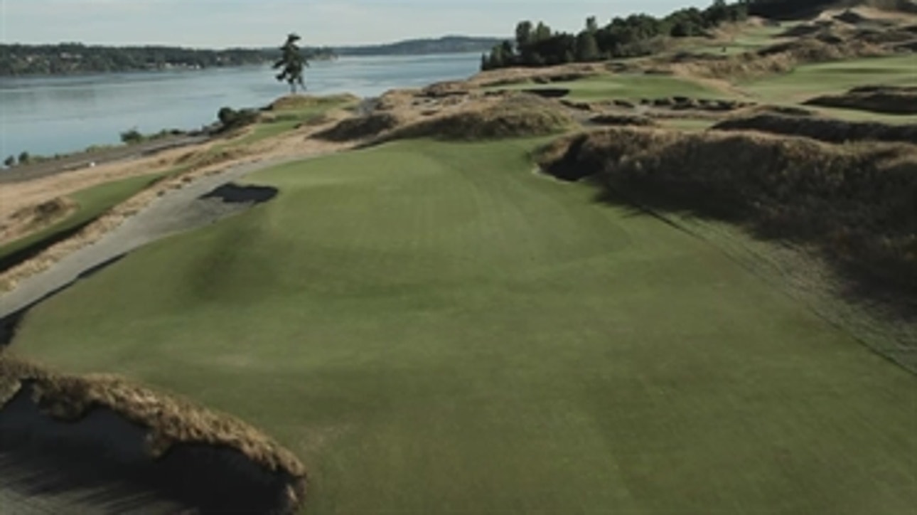 Drone footage of Chambers Bay Hole 2 - U.S Open Golf