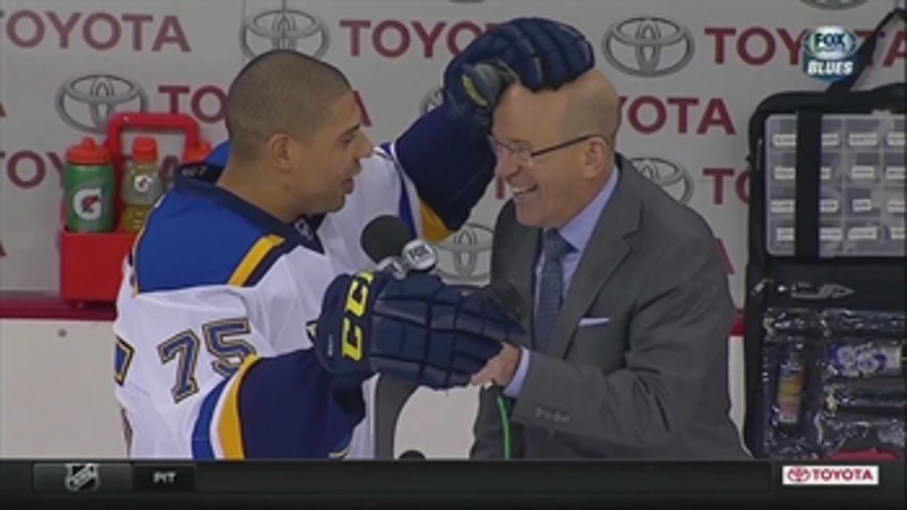 Ryan Reaves rubs Panger's dome for luck