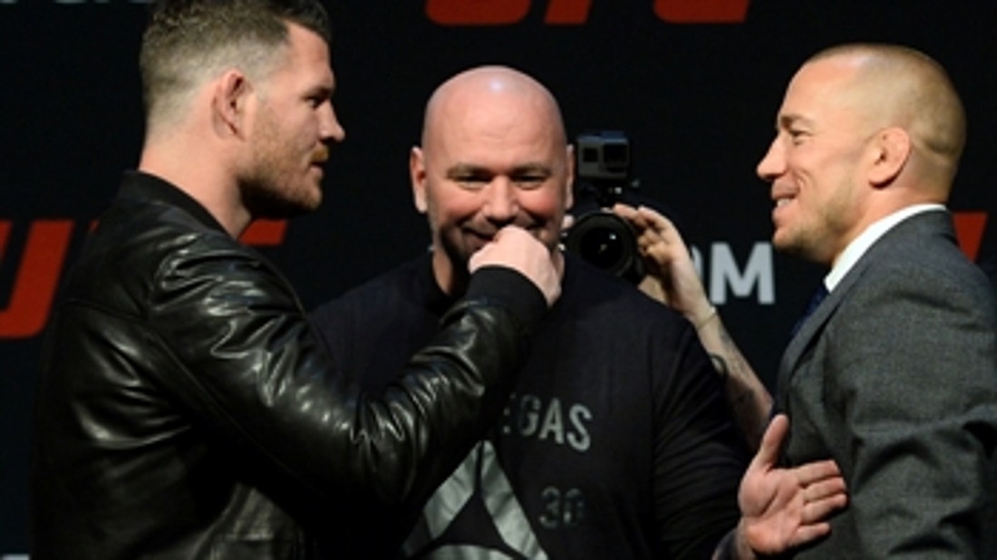 Michael Bisping and George St-Pierre face off at UFC 217 weigh-ins as the trash  talk continues
