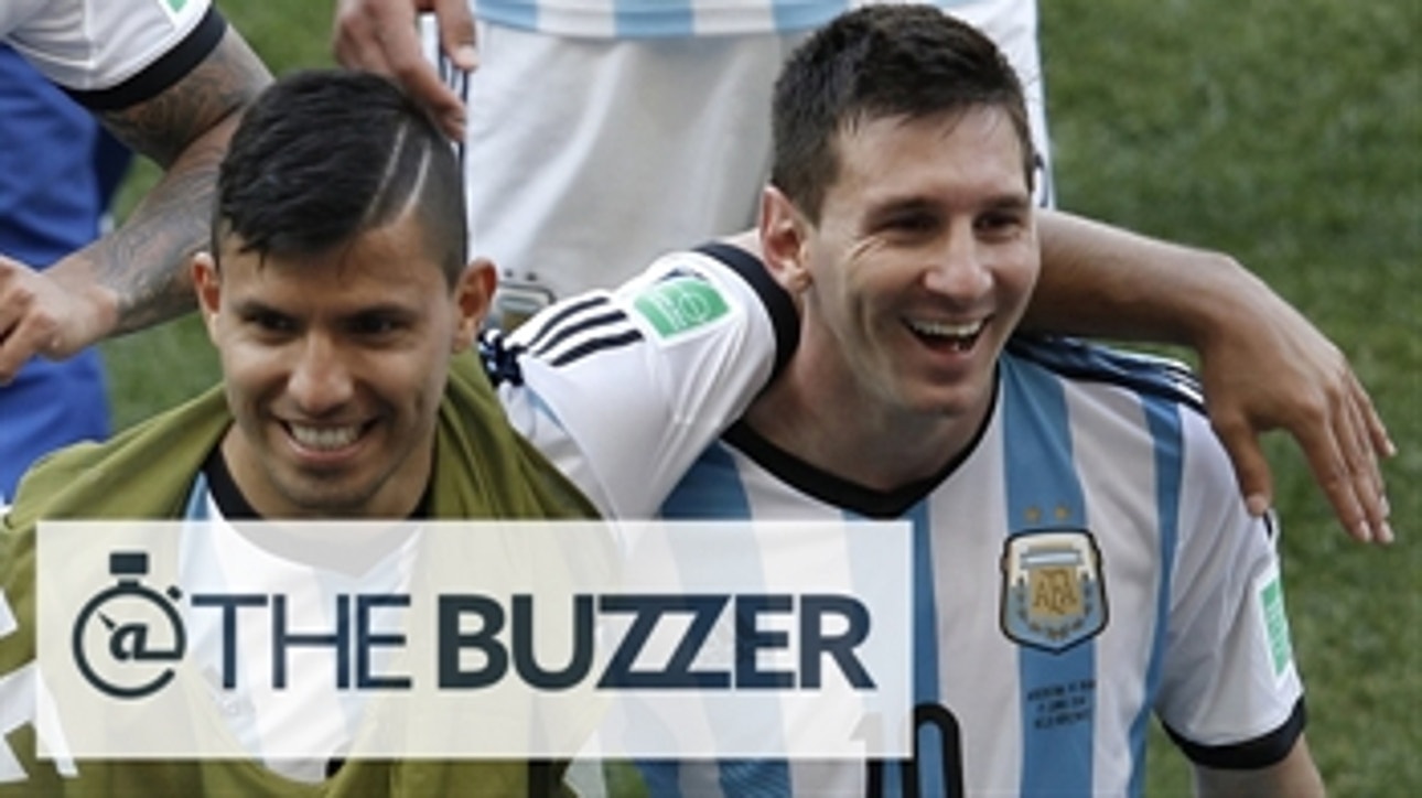 Messi playfully taunts Aguero after Champions League draw