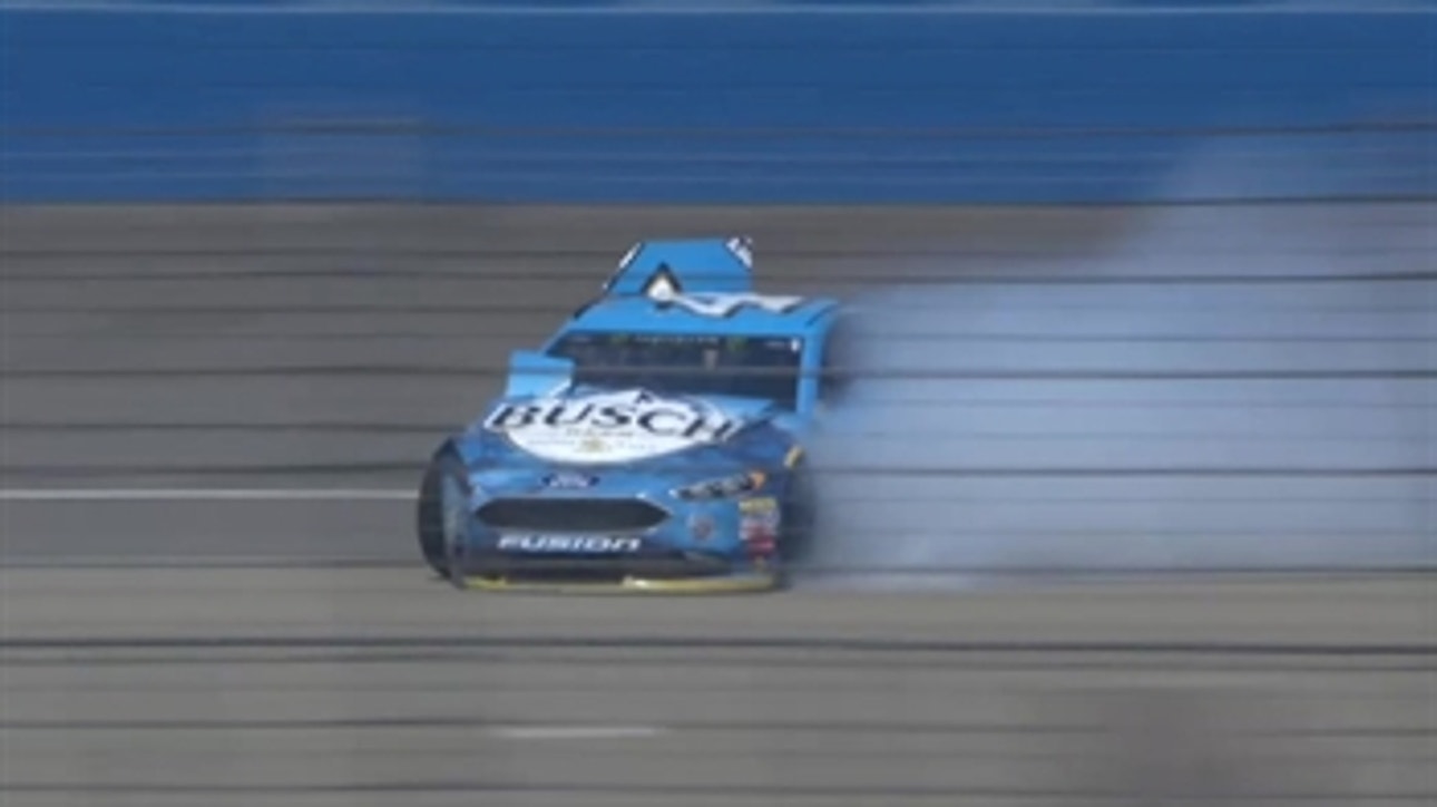 Kevin Harvick slams into wall after contact with Kyle Larson | 2018 AUTO CLUB SPEEDWAY | FOX NASCAR