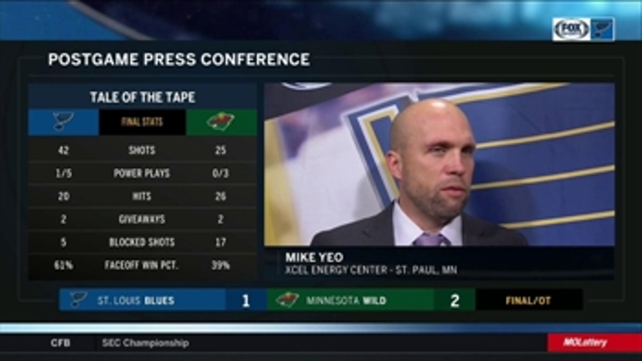 Mike Yeo says Blues 'looked much more aggressive' against Wild