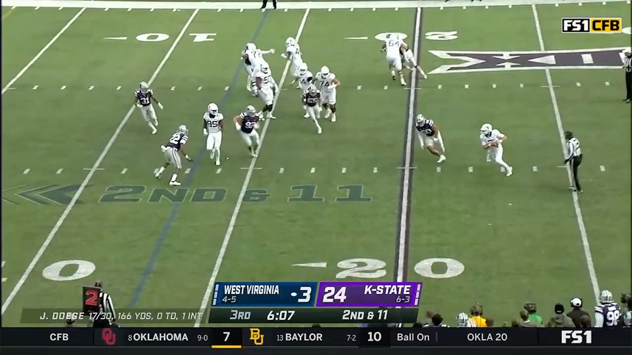 Jarret Doege leads gutsy drive to cut into Kansas State's lead, 24-10