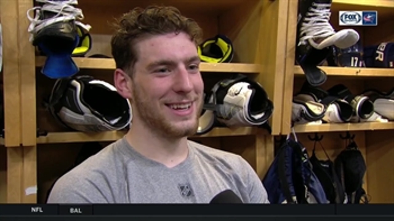 Pierre-Luc Dubois on Riley Nash: 'He's been a good addition for us. The guys love him in here'