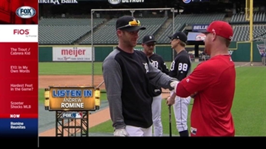 Angels Live: Hugs all around for mic'd up Andrew Romine in his visit with former teammates