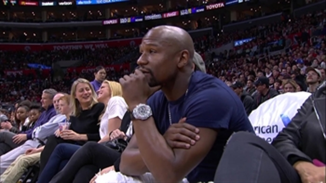 Floyd Mayweather takes in Clippers vs Thunder at Staples Center