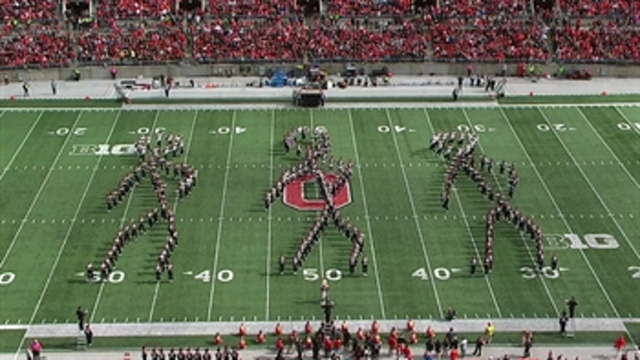 The entire Ohio State marching band flossing in formation at halftime is ridiculously impressive