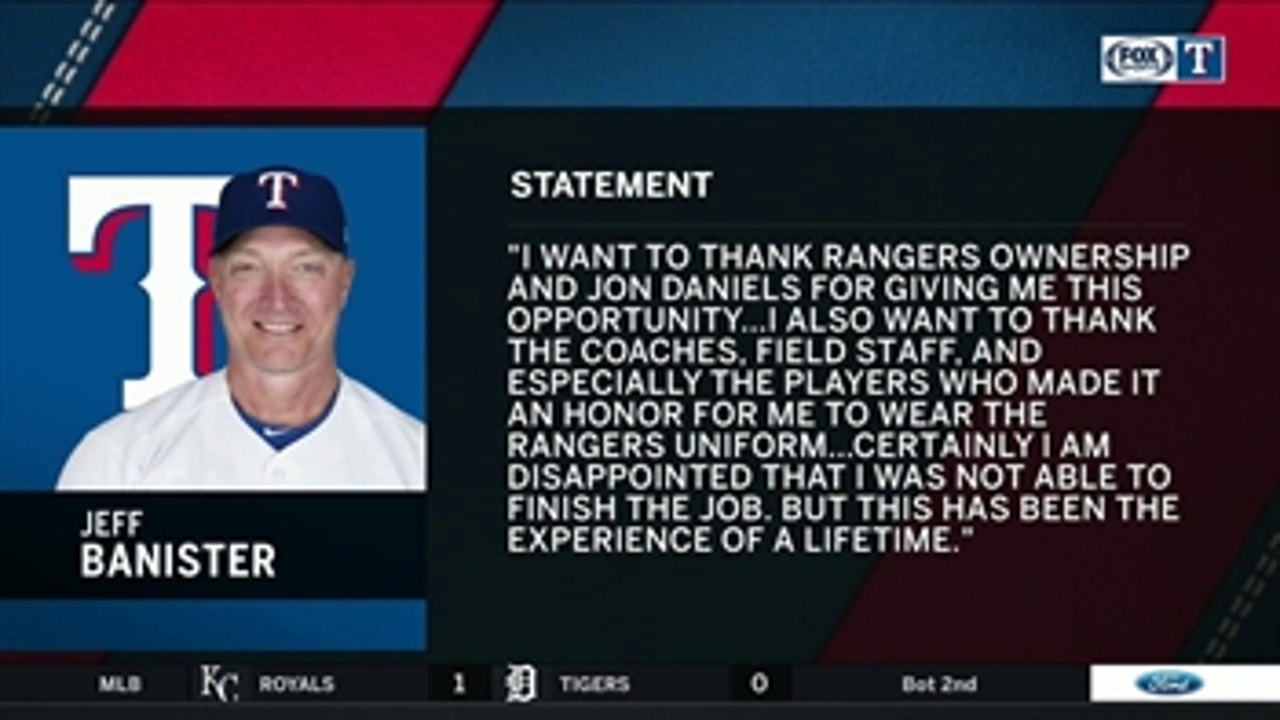 Jeff Banister releases statement on parting ways with Rangers ' Rangers Live