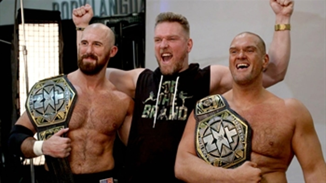 Pat McAfee joins Burch & Lorcan for their first photo shoot as champions: WWE Network Exclusive, Oct. 21, 2020