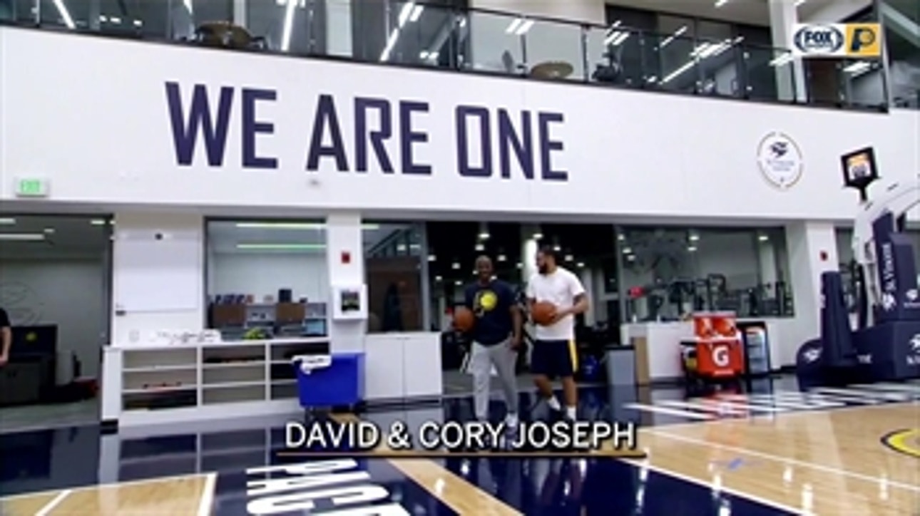 Cory Joseph plays basketball with his dad at Pacers facility