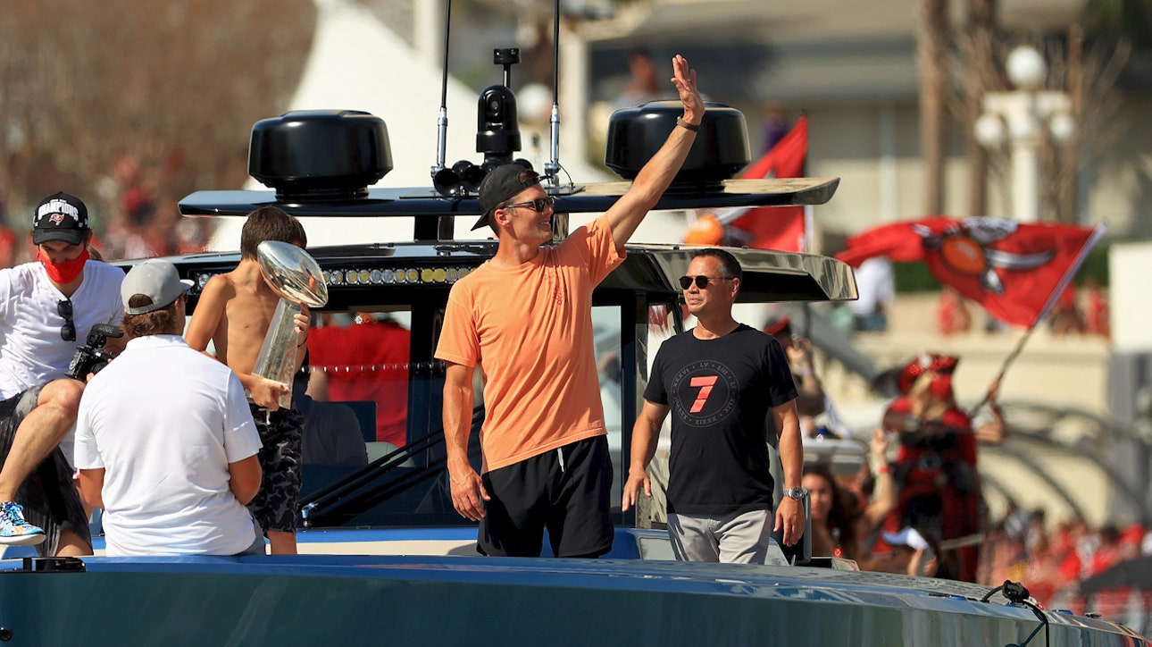 Nick Wright reacts to Tom Brady, Rob Gronkowski & Bucs celebrating at the Super Bowl  LV boat parade ' FIRST THINGS FIRST