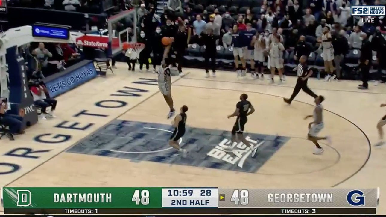 Jordan Riley steals and then slams a one handed dunk for Georgetown