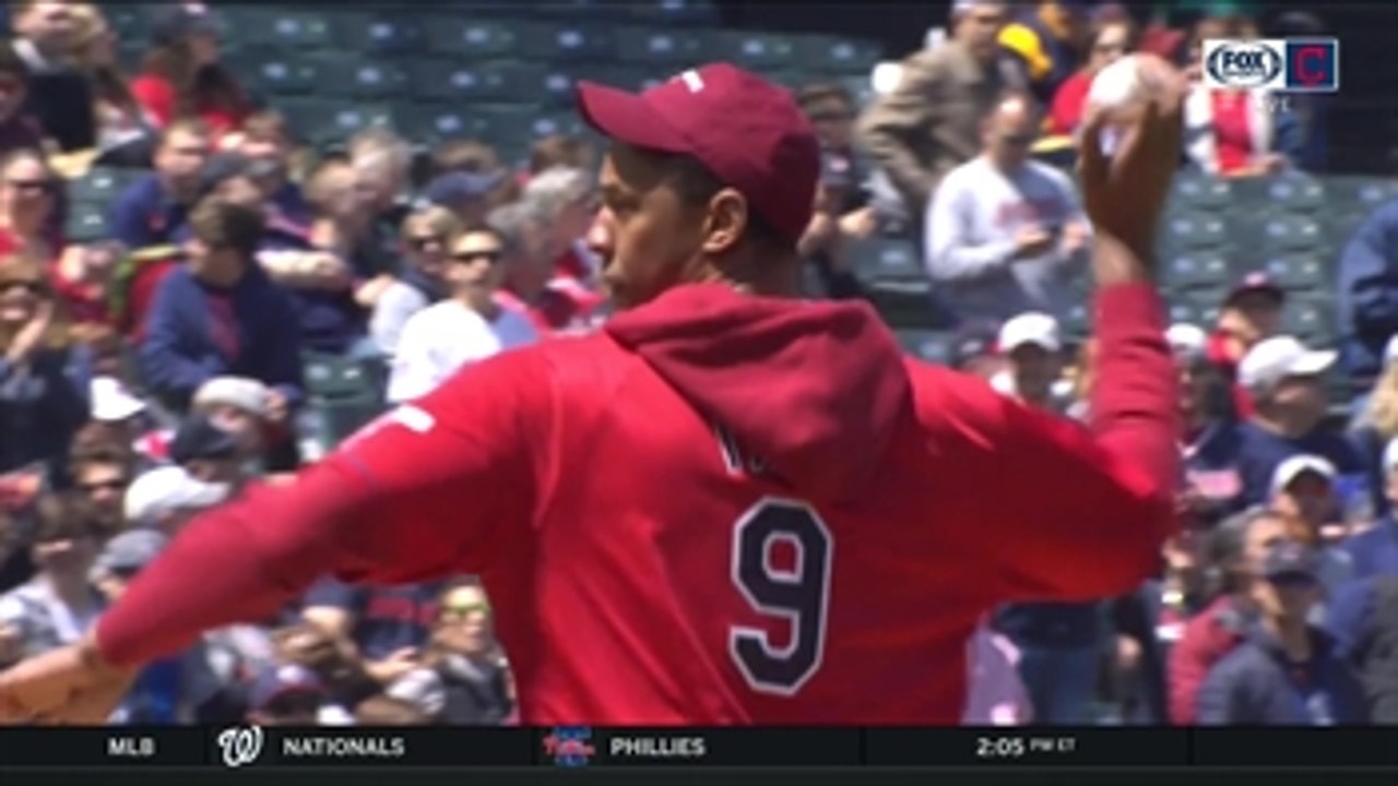 Juuuust a bit outside: Channing Frye throws first pitch before Indians game