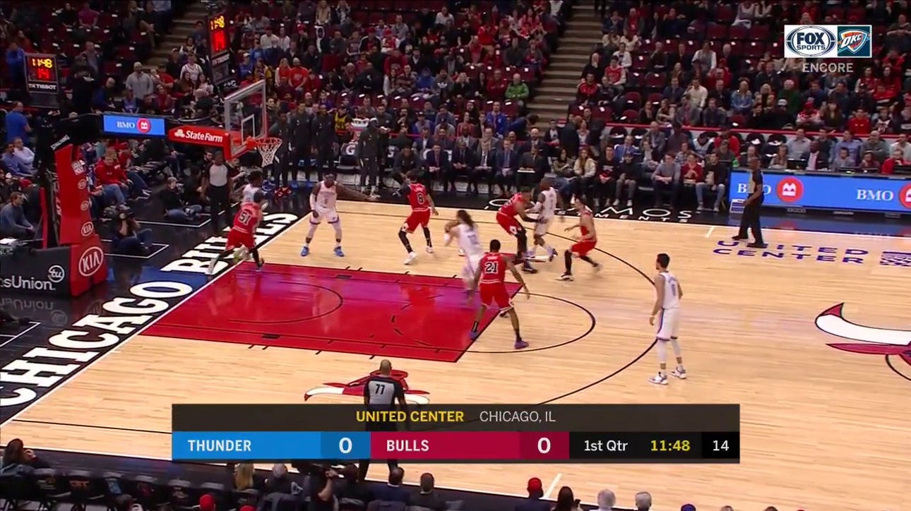 WATCH: Nice pass from CP3 to Steven Adams ' Thunder ENCORE
