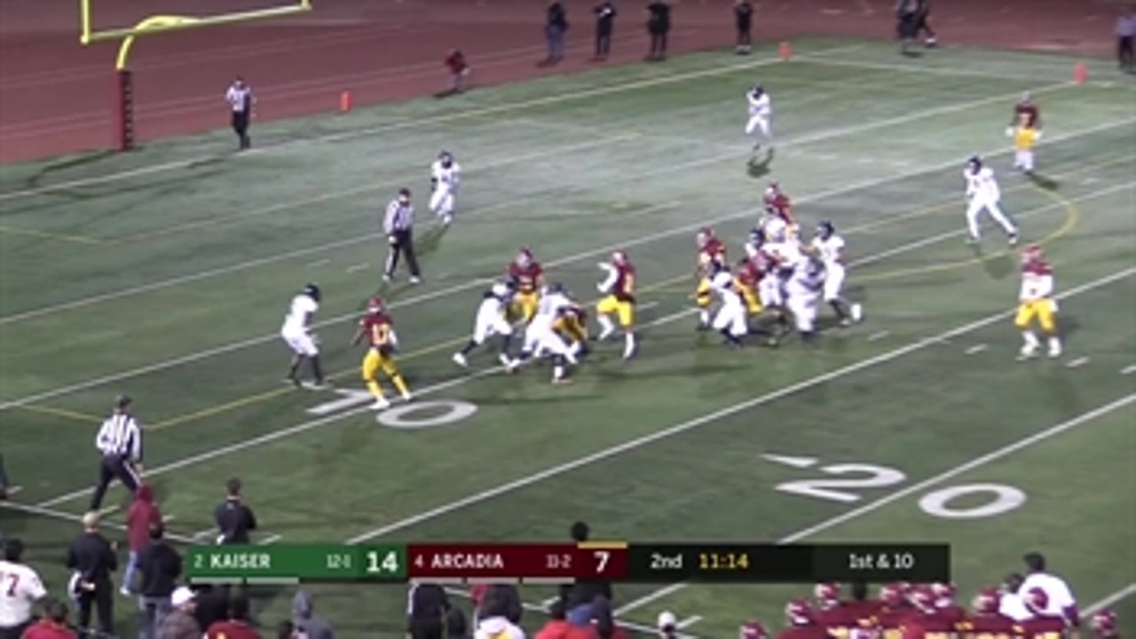 Playoffs, Finals: Arcadia's Demarco Moorer goes untouched again for a 12-yard touchdown run