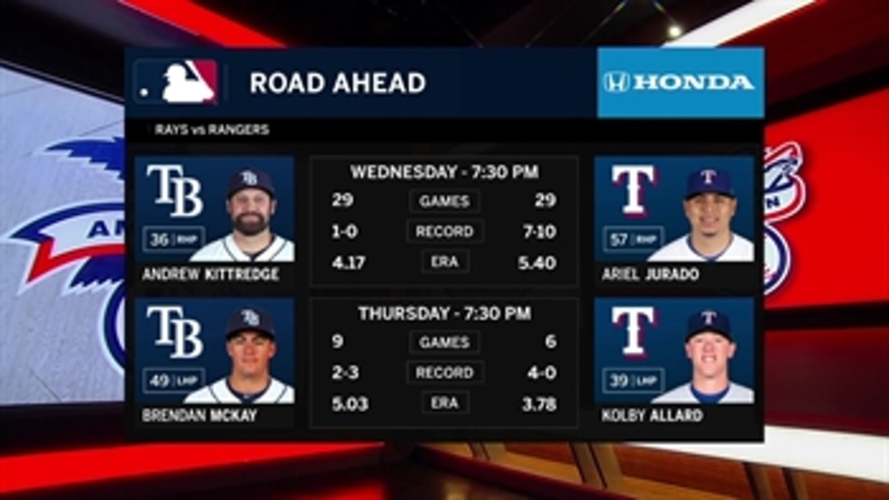 Andrew Kittredge, Rays look to make it 7 straight wins in Game 2 vs. Rangers