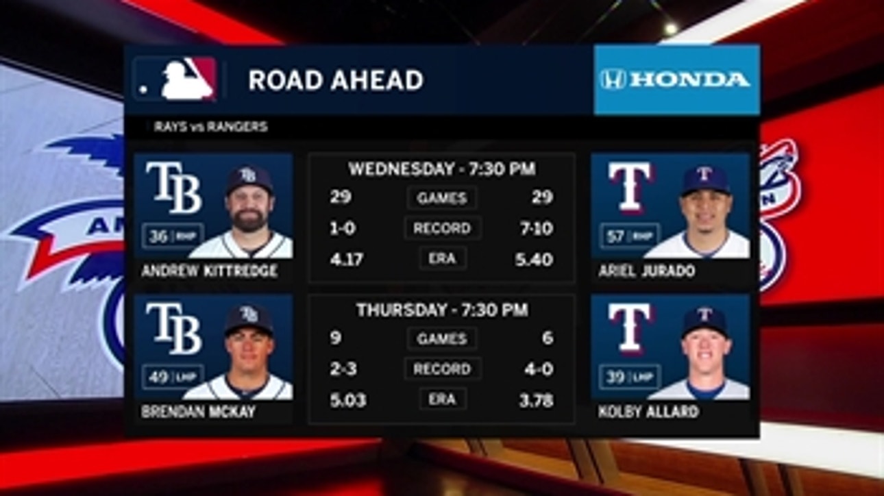 Andrew Kittredge, Rays look to make it 7 straight wins in Game 2 vs. Rangers
