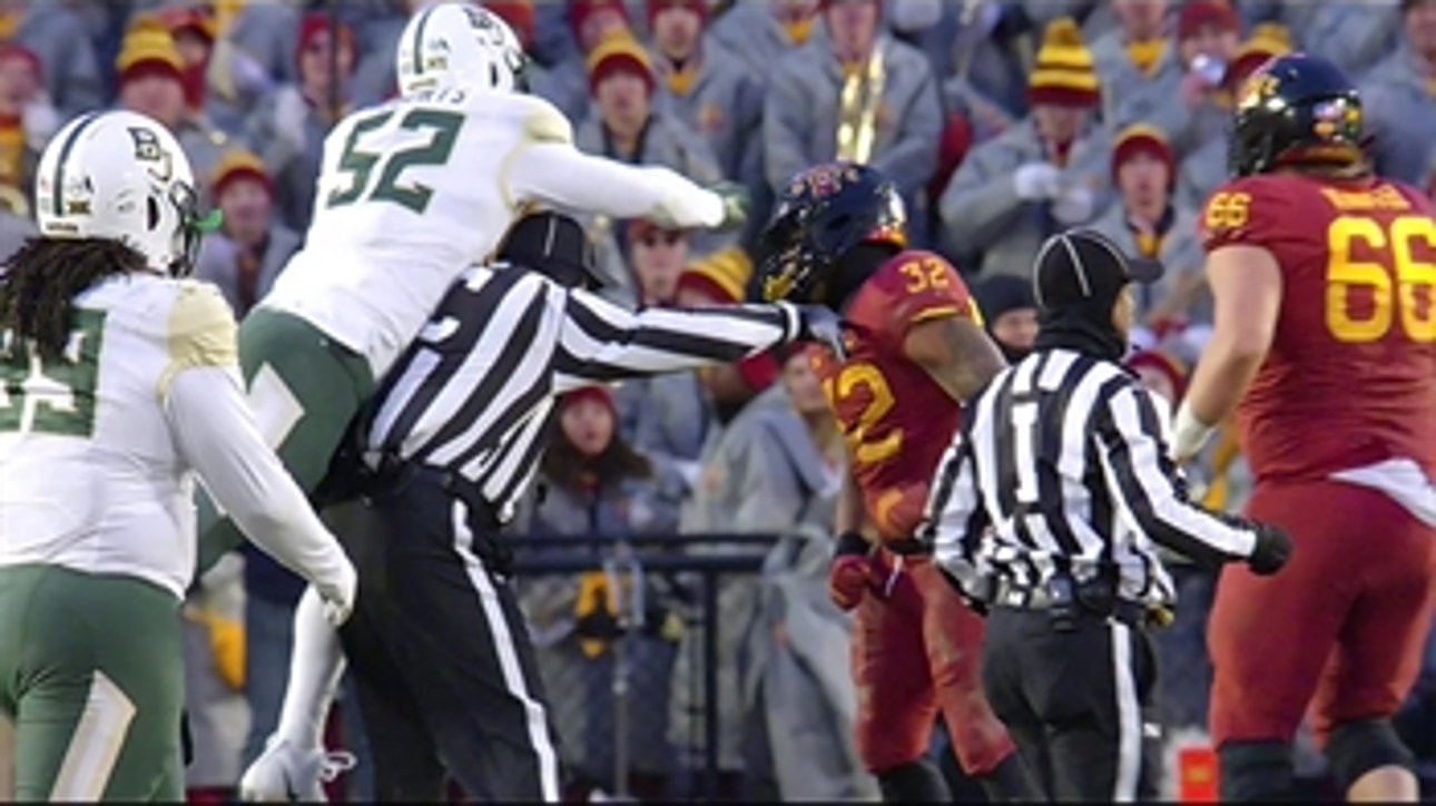 Baylor player swings over ref's head in fight between Baylor and Iowa State