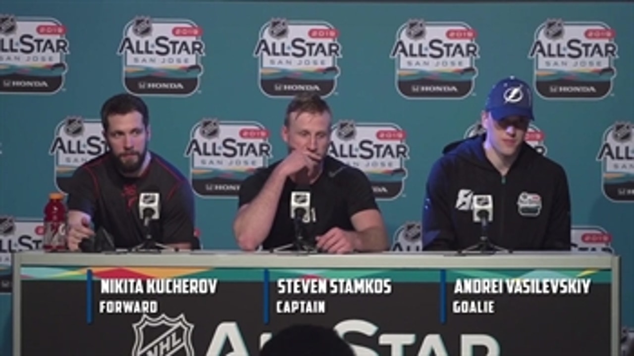Nikita Kucherov, Steven Stamkos, Andrei Vasilevskiy on the 2018-19 NHL All-Star Game