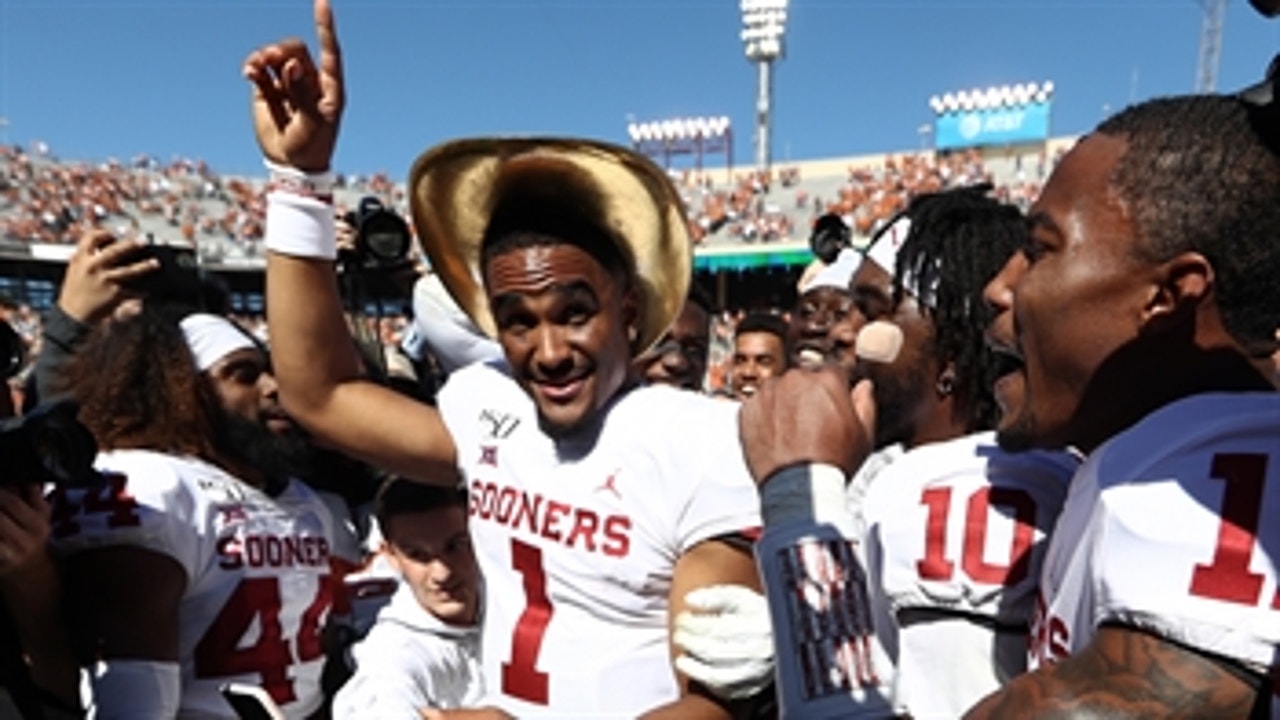EXCLUSIVE: Follow Jalen Hurts through Oklahoma's postgame celebration after win over Texas