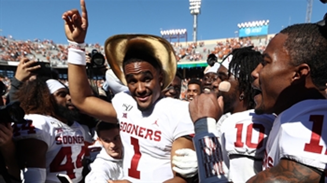 EXCLUSIVE: Follow Jalen Hurts through Oklahoma's postgame celebration after win over Texas