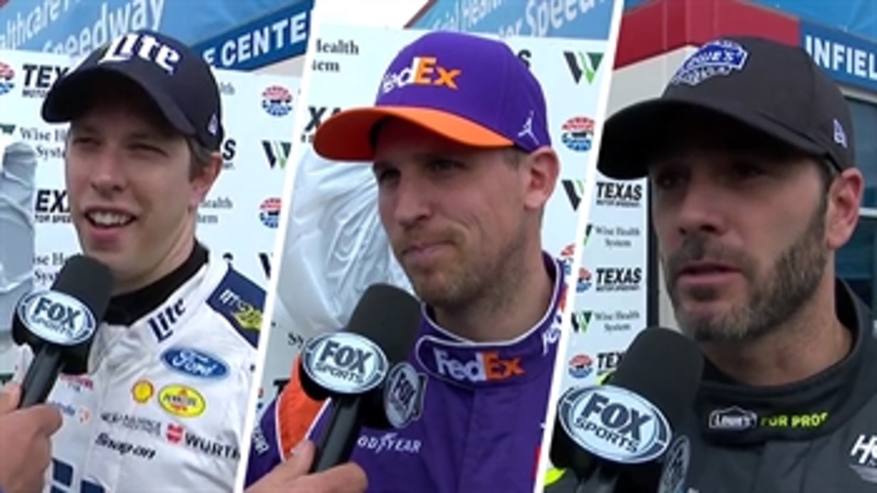 Jimmie Johnson, Brad Keselowski react to wreck with Denny Hamlin | 2018 TEXAS MOTOR SPEEDWAY | FOX NASCAR
