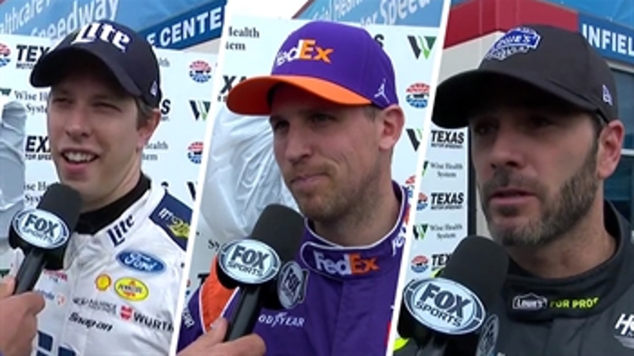 Jimmie Johnson, Brad Keselowski react to wreck with Denny Hamlin | 2018 TEXAS MOTOR SPEEDWAY | FOX NASCAR