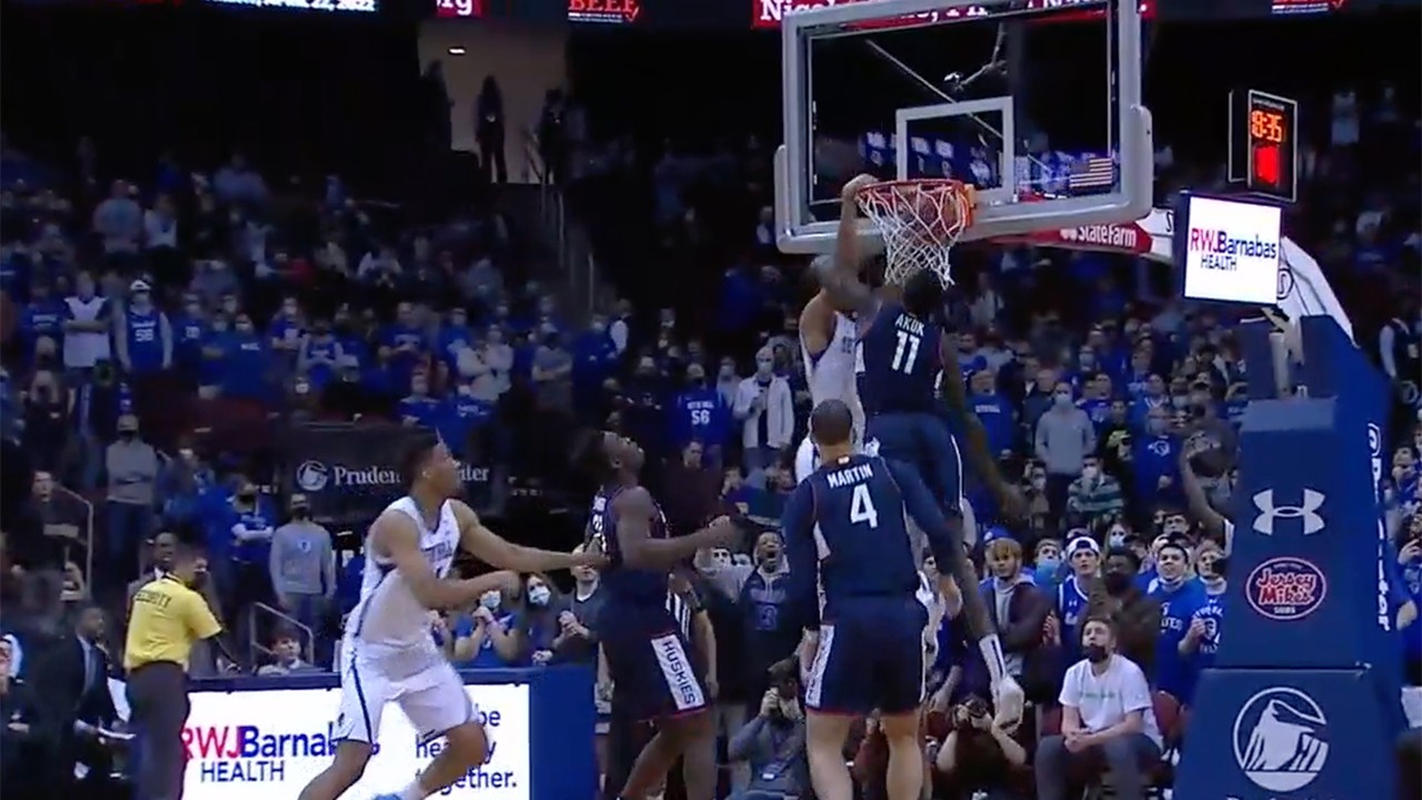 Tray Jackson puts his defender on an early poster as Seton Hall trims UCONN's lead