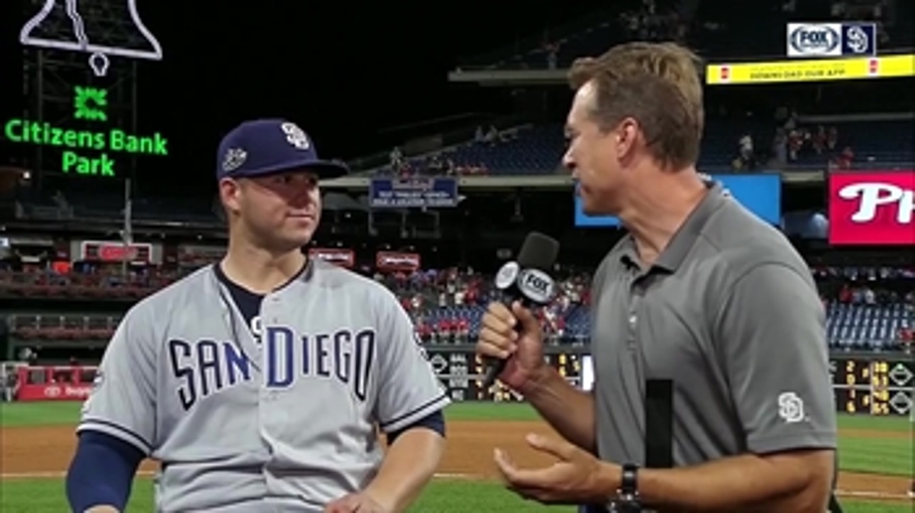 Ty France talks after the Padres 5-3 win
