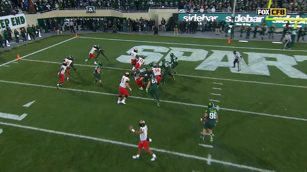 Maryland cuts Michigan State's lead to 13-7 after Peny Boone's four-yard rushing TD