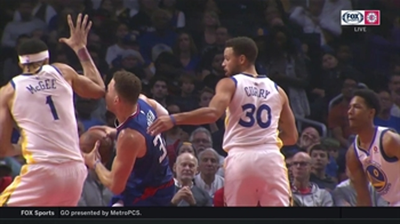 Ouch: Blake Griffin treated for concussion following this nasty elbow to face