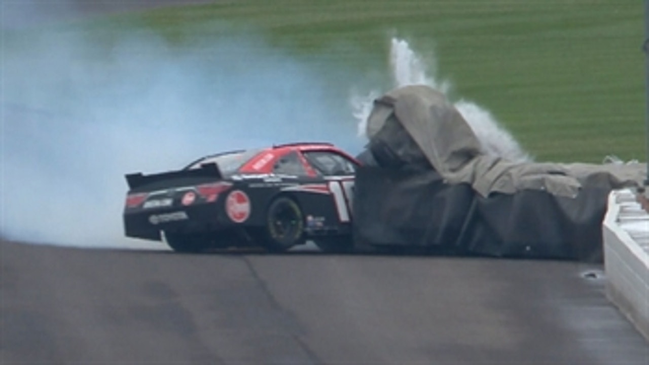 Ryan Preece goes for a wild spin after slamming tire barrier ' 2018 NASCAR XFINITY SERIES