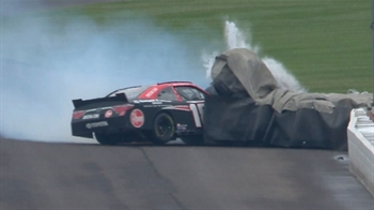 Ryan Preece goes for a wild spin after slamming tire barrier ' 2018 NASCAR XFINITY SERIES