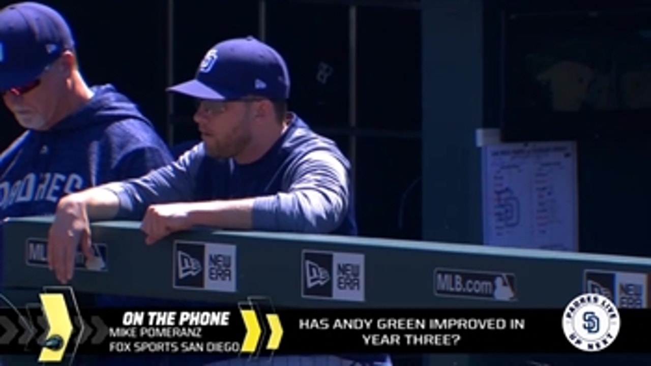 How has Andy Green improved in his third year with the Padres?
