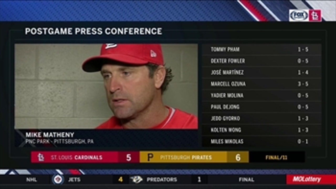 Mike Matheny after Cards squander five-run lead: 'Those are normally ones we're going to put away'