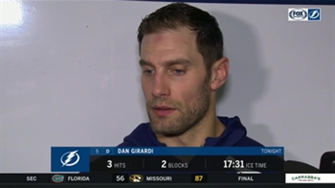 Dan Girardi on importance of matching intensity of desperate teams after Lightning loss to Wild