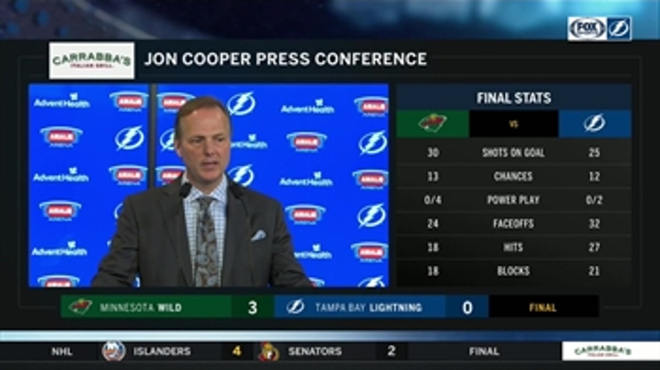 Jon Cooper talks about how poor puck management hurt Lightning in shutout loss to Wild