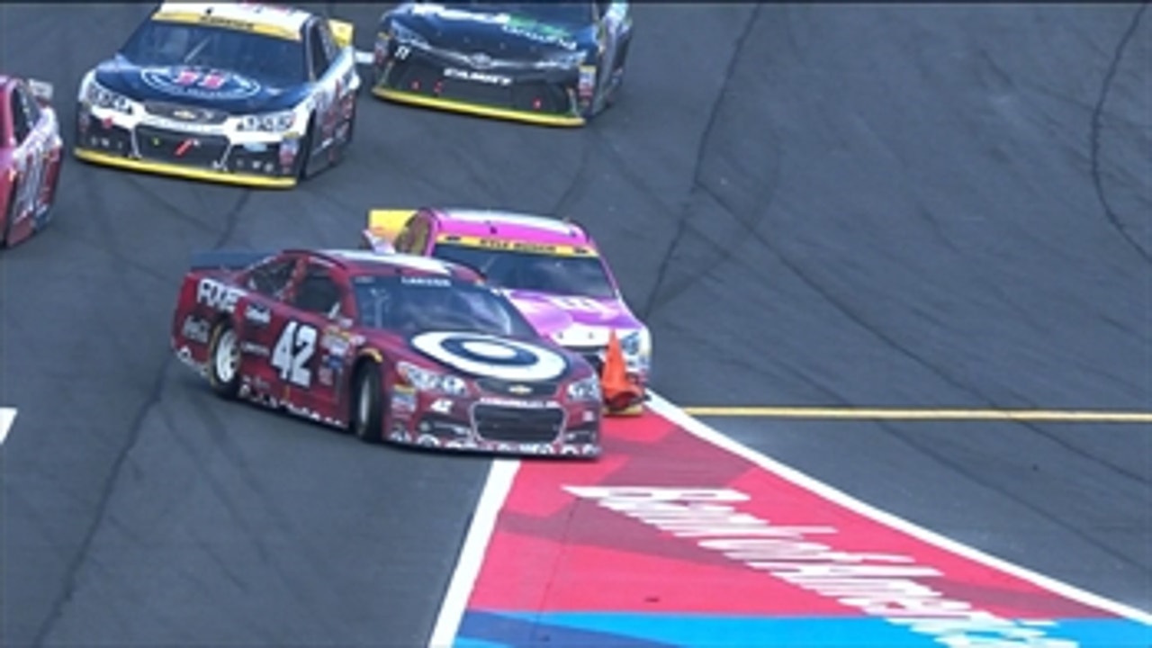 CUP: Kyle Larson and Kyle Busch Hit On Pit Road - Charlotte 2015